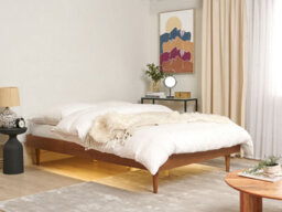 Beliani Bed With Led Toucy 140 X 200 Cm (Eu Double) Brown Ash Wood - thumbnail 2