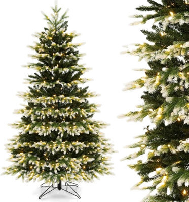 Costway 6Ft Pre-Lit Artificial Christmas Tree Hinged Xmastree With 350 Led Lights - image 1