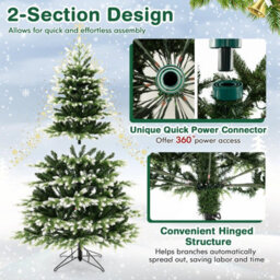 Costway 6Ft Pre-Lit Artificial Christmas Tree Hinged Xmastree With 350 Led Lights - thumbnail 9