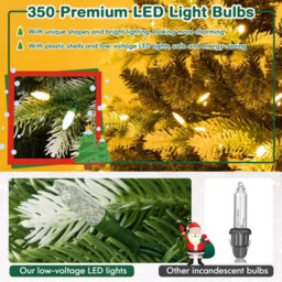 Costway 6Ft Pre-Lit Artificial Christmas Tree Hinged Xmastree With 350 Led Lights - thumbnail 8