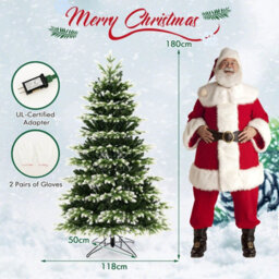 Costway 6Ft Pre-Lit Artificial Christmas Tree Hinged Xmastree With 350 Led Lights - thumbnail 3