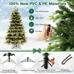 Costway 6Ft Pre-Lit Artificial Christmas Tree Hinged Xmastree With 350 Led Lights - thumbnail 5