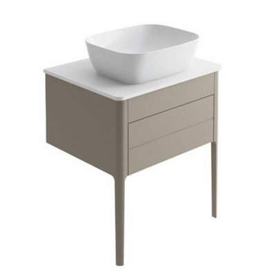 Plum&clay Sutton Grey Floor Standing Bathroom Vanity Unit With Ceramic Worktop (W)630mm (H)700mm - image 1