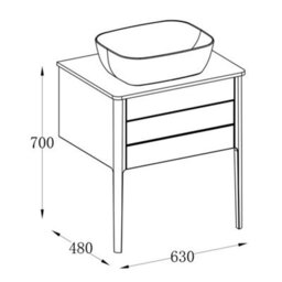 Plum&clay Sutton Grey Floor Standing Bathroom Vanity Unit With Ceramic Worktop (W)630mm (H)700mm - thumbnail 2