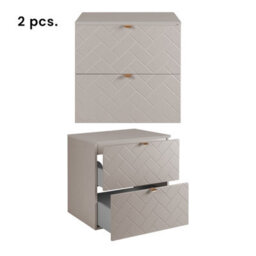 Heze Furniture Trend Herringbone Pattern Door Bathroom Cabines Vanity Units Set With Worktop 120Cm & 35Cm - Cashmere - thumbnail 2
