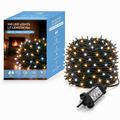 Shatchi 300 Led Warm & Cool White Christmas String Lights, 20M, 8 Modes, Timer, Indoor/outdoor, Green Cable - image 1