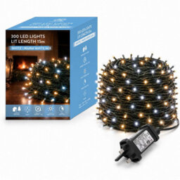 Shatchi 300 Led Warm & Cool White Christmas String Lights, 20M, 8 Modes, Timer, Indoor/outdoor, Green Cable - thumbnail 1