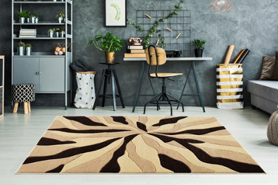 Smart Living Modern Thick Soft Carved Area Rug, Living Room Carpet, Kitchen Floor, Bedroom Soft Rugs 160Cm X 230Cm - Beige Brown - image 1