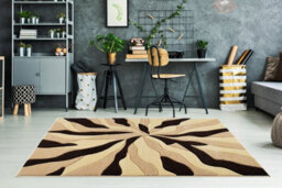 Smart Living Modern Thick Soft Carved Area Rug, Living Room Carpet, Kitchen Floor, Bedroom Soft Rugs 160Cm X 230Cm - Beige Brown - thumbnail 1