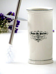 Roses De Parfum Ceramic Bathroom Set Soap Dish Dispenser Tumbler Toilet Brush - thumbnail 2