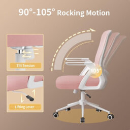 Onemill Executive Office Chair With Padded Seat Cushion, Flip-Up Armrest And Lumbar Support For Home Or Office Use - thumbnail 3