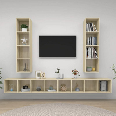 Berkfield Wall-Mounted Tv Cabinets 4 Pcs Sonoma Oak Engineered Wood - image 1