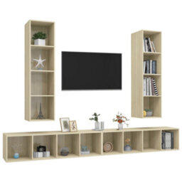 Berkfield Wall-Mounted Tv Cabinets 4 Pcs Sonoma Oak Engineered Wood - thumbnail 3