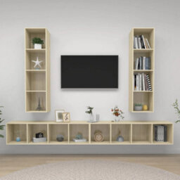 Berkfield Wall-Mounted Tv Cabinets 4 Pcs Sonoma Oak Engineered Wood - thumbnail 1