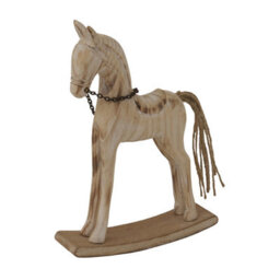 Hill Interiors Natural Wood Rocking Horse Christmas Decoration White (20Cm X 4Cm X 14Cm)