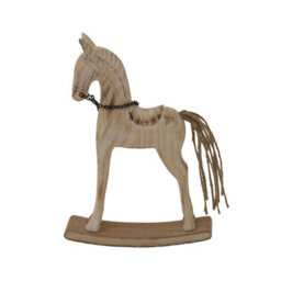 Hill Interiors Natural Wood Rocking Horse Christmas Decoration White (20Cm X 4Cm X 14Cm) - thumbnail 2