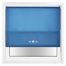 FURNISHED Trimmable Roller Blind With Triple Diamond Chrome Eyelet And Metal Fittings - Teal Daylight Shade (W)100Cm X (L)165Cm - thumbnail 2