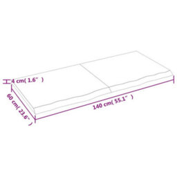 Berkfield Wall Shelf Light Brown 140X60X4 Cm Treated Solid Wood Oak - thumbnail 5