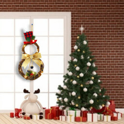 Living And Home Christmas Led Lighted Snowman With Hat Wreath Front Door Hanging Decor 40 Cm - thumbnail 2