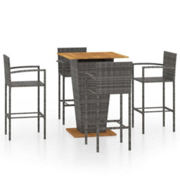 Berkfield 5 Piece Garden Bar Set Grey - thumbnail 2