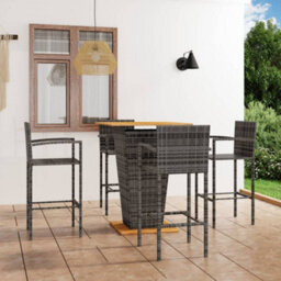 Berkfield 5 Piece Garden Bar Set Grey - thumbnail 1