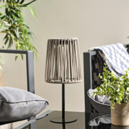 Ohs Rattan Solar Table Lamp Cordless Outdoor Garden Light Auto Sensor - Grey