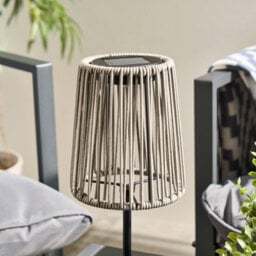 Ohs Rattan Solar Table Lamp Cordless Outdoor Garden Light Auto Sensor - Grey - thumbnail 3