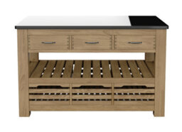 Baumhaus Kitchen Island (Oak) Three Drawer With Black Granite Top - thumbnail 3