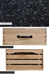 Baumhaus Kitchen Island (Oak) Three Drawer With Black Granite Top - thumbnail 2