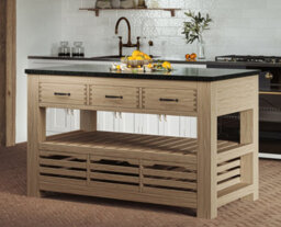 Baumhaus Kitchen Island (Oak) Three Drawer With Black Granite Top - thumbnail 1
