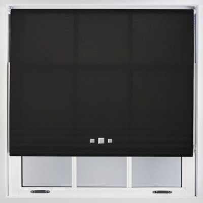 Furnished Trimmable Roller Blind With Triple Square Eyelets And Metal Fittings - Black Daylight Shade (W)90Cm X (L)165Cm - image 1