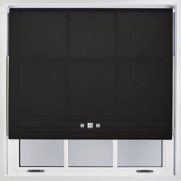 Furnished Trimmable Roller Blind With Triple Square Eyelets And Metal Fittings - Black Daylight Shade (W)90Cm X (L)165Cm
