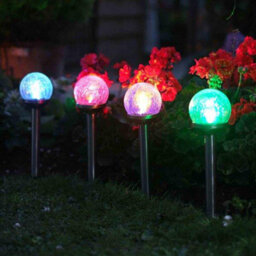 5 X Smart Garden Solar Colour Changing Rainbow Crackle Globe Orb Garden Lights - thumbnail 1