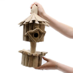 Serenityy Driftwood Birdbox On Stand - Handmade Recycled Wood Nest Box H40 X W16 X D14 Cm - thumbnail 5