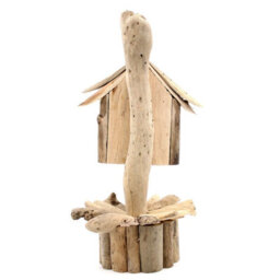 Serenityy Driftwood Birdbox On Stand - Handmade Recycled Wood Nest Box H40 X W16 X D14 Cm - thumbnail 3