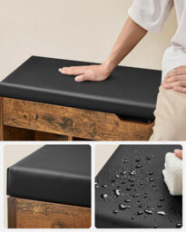 Songmics Shoe Bench, Padded Seat Storage, 3 Compartment Organizer, Concealed Storage, Room Lounge Hallway, Rustic Brown - thumbnail 5