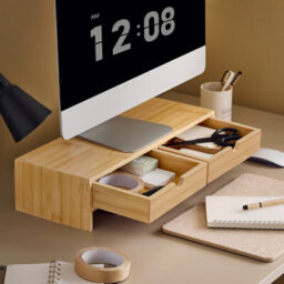 Sobuy Frg198-N, Bamboo Monitor Stand Computer Riser Desk Organizer, W47Xd18Xh11 - thumbnail 9