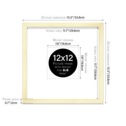 "12X12"" Gold Picture Frame - 12X12"" Square Frame With 8X8"" Mount For 12X12""/8X8"" Pictures Art Deco Style Room Decor, 1 Pack" - thumbnail 2