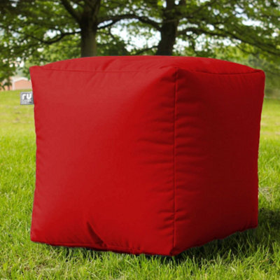 rucomfy Beanbags Rucomfy Indoor Or Outdoor Water Resistant Red Cube Beanbag Footstool - image 1