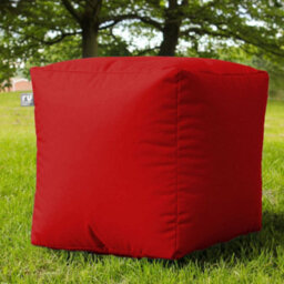 rucomfy Beanbags Rucomfy Indoor Or Outdoor Water Resistant Red Cube Beanbag Footstool - thumbnail 1