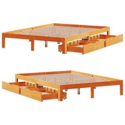 Berkfield Bed Frame With Drawers Without Mattress Wax Brown 140X190 Cm - thumbnail 9