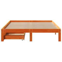 Berkfield Bed Frame With Drawers Without Mattress Wax Brown 140X190 Cm - thumbnail 4