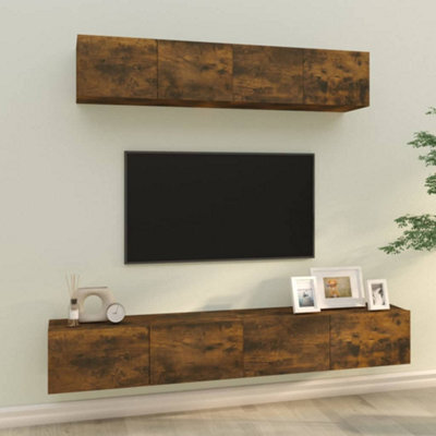 Berkfield 4 Piece Tv Cabinet Set Smoked Oak Engineered Wood - image 1