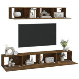 Berkfield 4 Piece Tv Cabinet Set Smoked Oak Engineered Wood - thumbnail 7