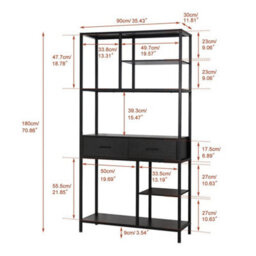 Industrial Tall Bookcase Display Storage Cabinet With Drawer - thumbnail 2