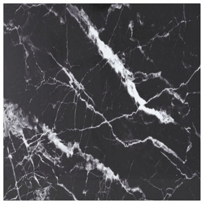 Berkfield Table Top Black 80X80 Cm 6 mm Tempered Glass With Marble Design - image 1