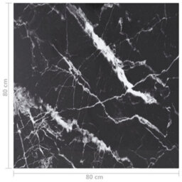 Berkfield Table Top Black 80X80 Cm 6 mm Tempered Glass With Marble Design - thumbnail 5