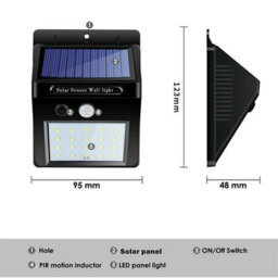20 Led Solar Pir Motion Sensor Wall Lights Outdoor Garden Security - thumbnail 2