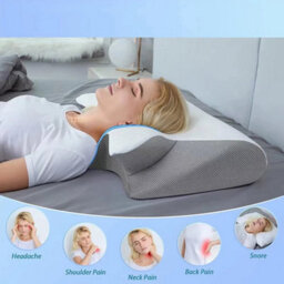 Cervical Memory Foam Neck Pillow 2 In 1 Ergonomic Contoured Support Pillow - thumbnail 3