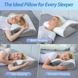 Cervical Memory Foam Neck Pillow 2 In 1 Ergonomic Contoured Support Pillow - thumbnail 6